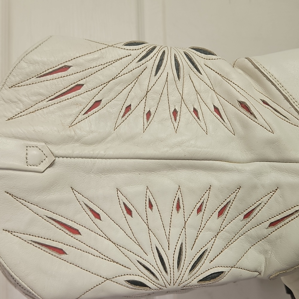 Dingo Vintage White Leather Western Cowboy Boots Laser Star Cutout Size 6.5 - Picture 2 of 15